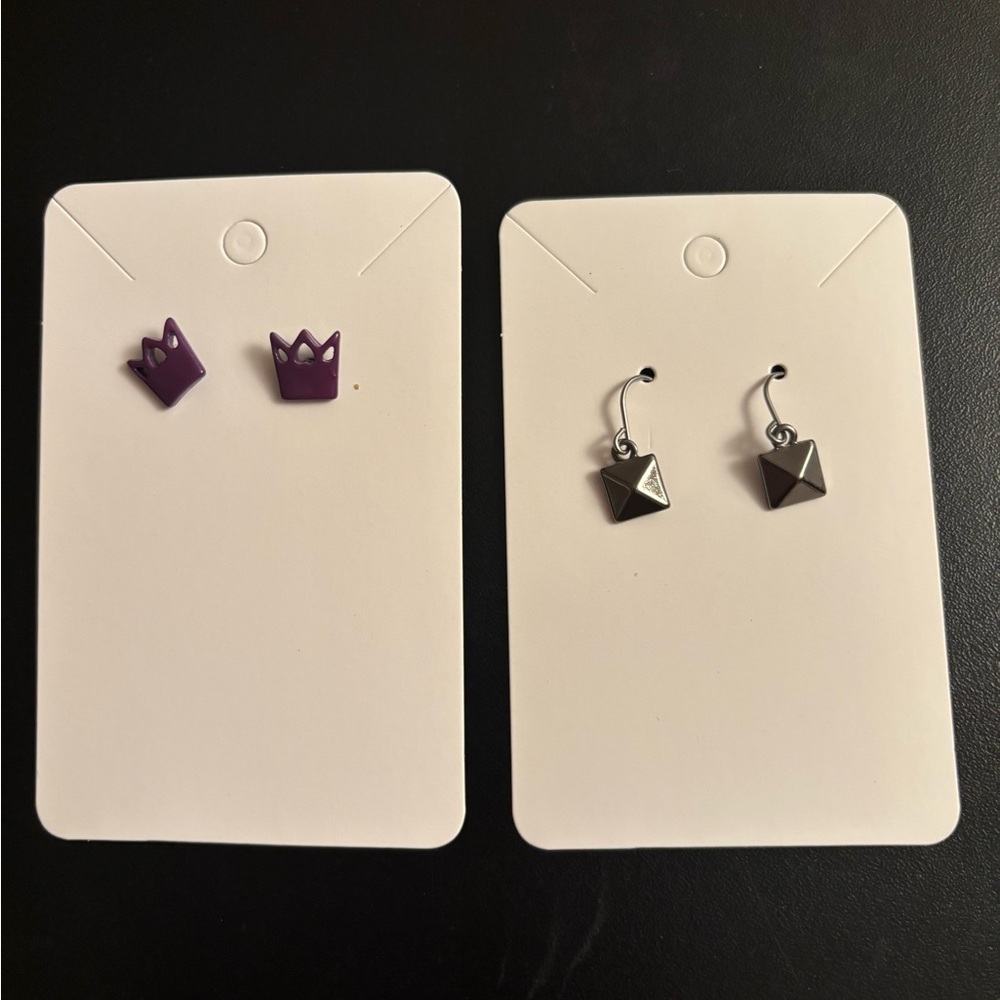 Purple and Black Kids Earrings Set